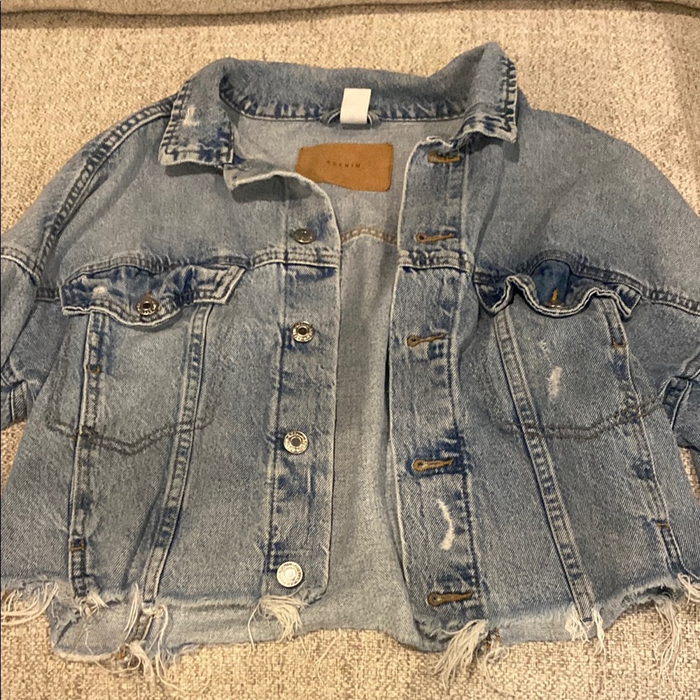 Distressed Denim Jacket size small